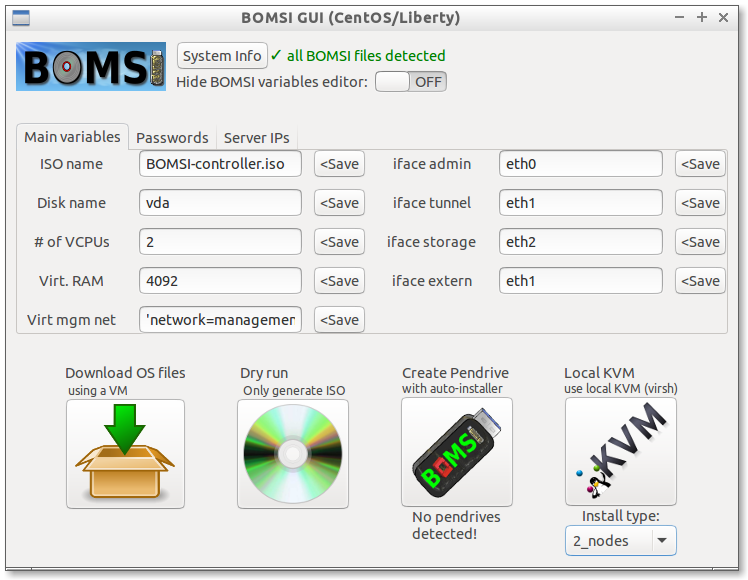 Graphical User Interface for installing OpenStack with BOMSI